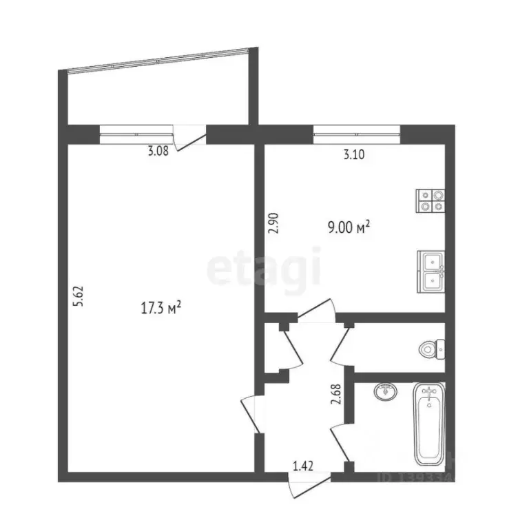 1-к кв. Тюменская область, Тюмень Широтная ул., 108 (34.1 м) - Фото 1
