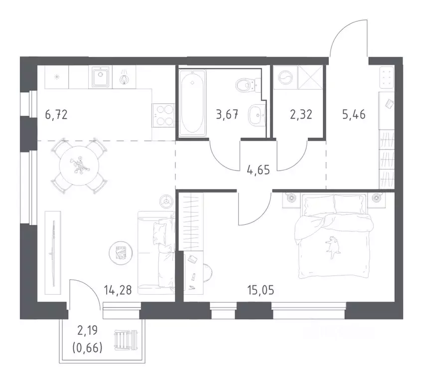 1-к кв. Приморский край, Владивосток ул. Нейбута (52.81 м) - Фото 1