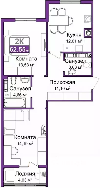 2-к кв. Крым, Симферополь ул. Батурина (60.64 м) - Фото 0