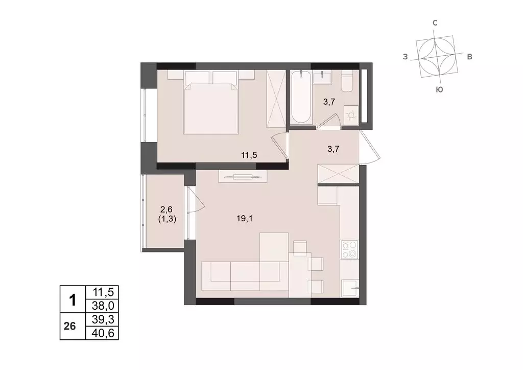 1-комнатная квартира: Ижевск, улица Леваневского (39.3 м) - Фото 1