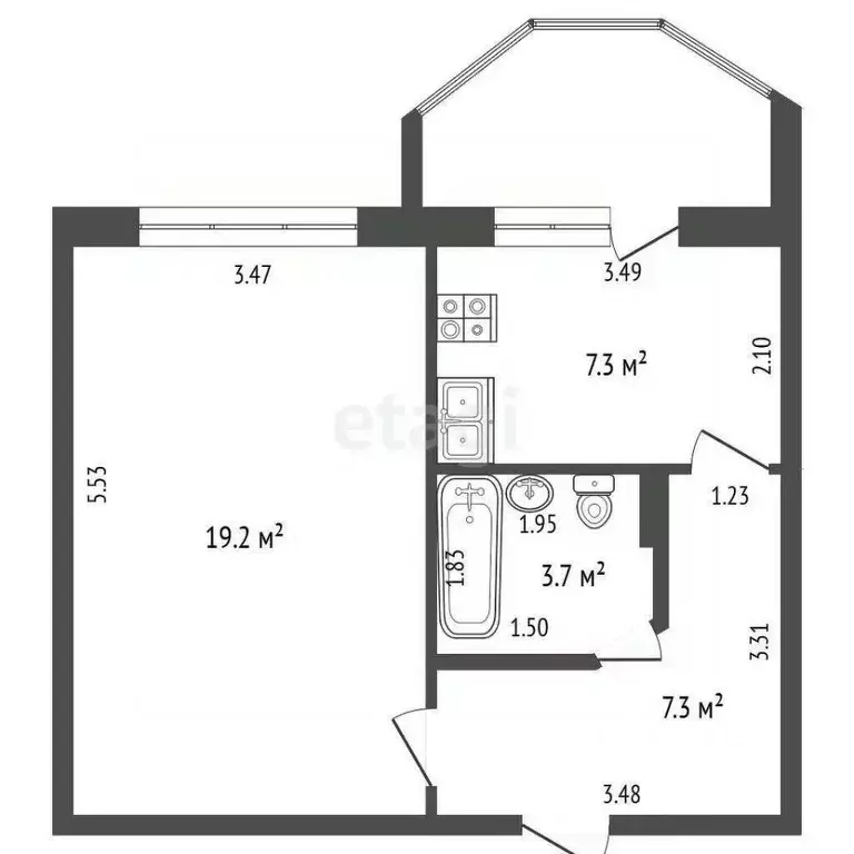 1-к кв. Ростовская область, Аксай ул. Коминтерна, 139Б (37.5 м) - Фото 1