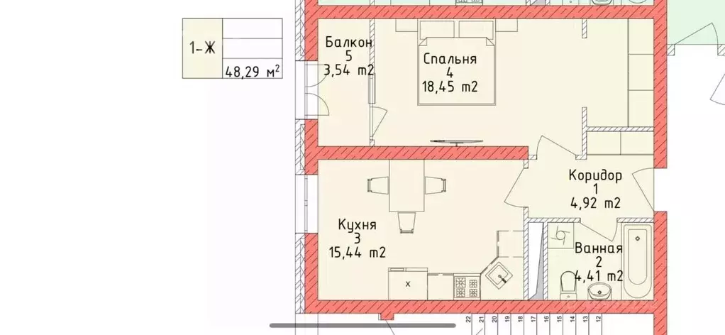 1-к кв. Чеченская республика, Грозный бул. Султана Дудаева (48.3 м) - Фото 1