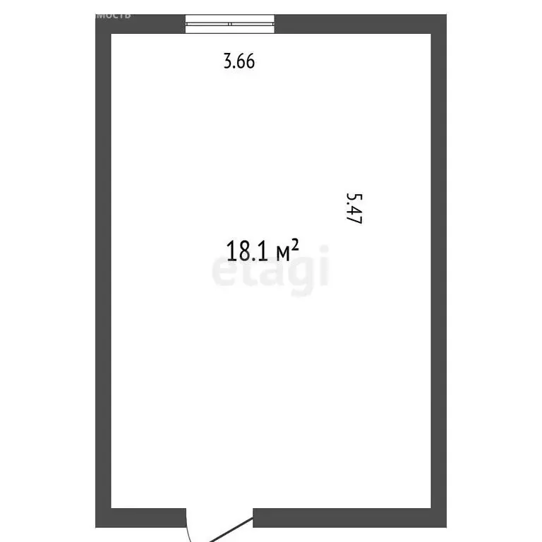 1к в -комнатной квартире (18.1 м) - Фото 1