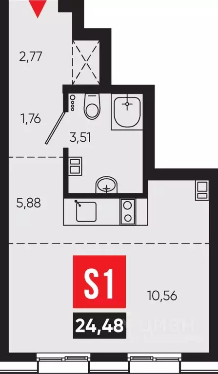 1-к кв. Иркутская область, Иркутск Смартаменты жилой комплекс (24.48 ... - Фото 1