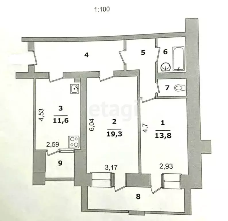 2-комнатная квартира: Белгород, улица Победы, 49к7 (63.1 м) - Фото 1