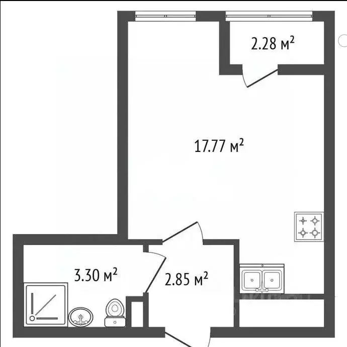 Студия Санкт-Петербург Кубинская ул., 76к1 (25.0 м) - Фото 1