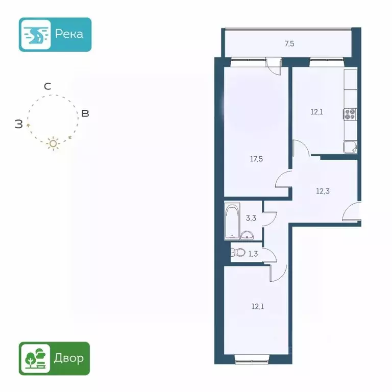 2-к кв. Новосибирская область, Новосибирск Междуреченская ул., 7/1 ... - Фото 1