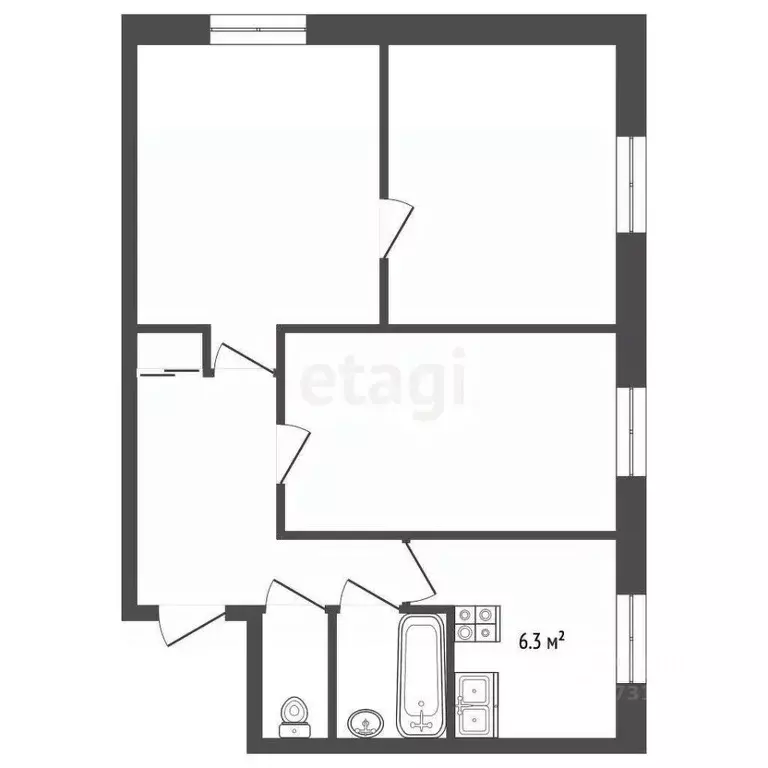 3-к кв. Псковская область, Печорский муниципальный округ, д. Лавры ул. ... - Фото 1