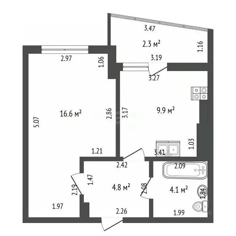 1-к кв. Калининградская область, Калининград ул. Нальчикская, 2 (35.0 ... - Фото 0