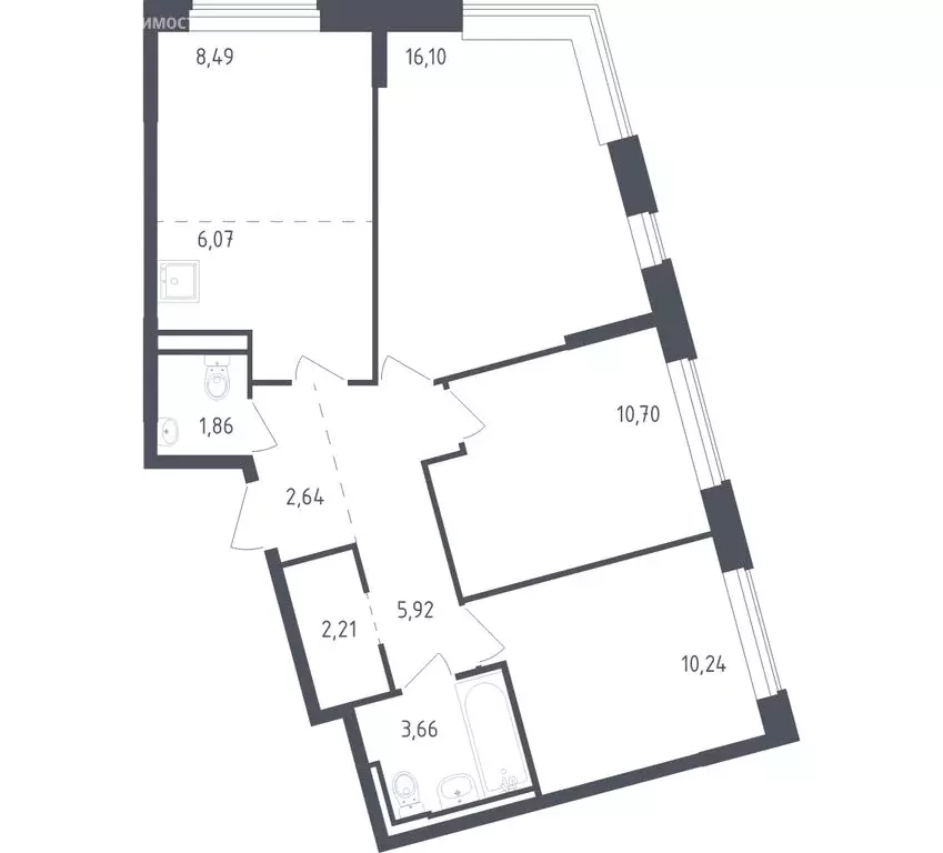 3-комнатная квартира: село Лайково, микрорайон Город-Событие, ЖК ... - Фото 1