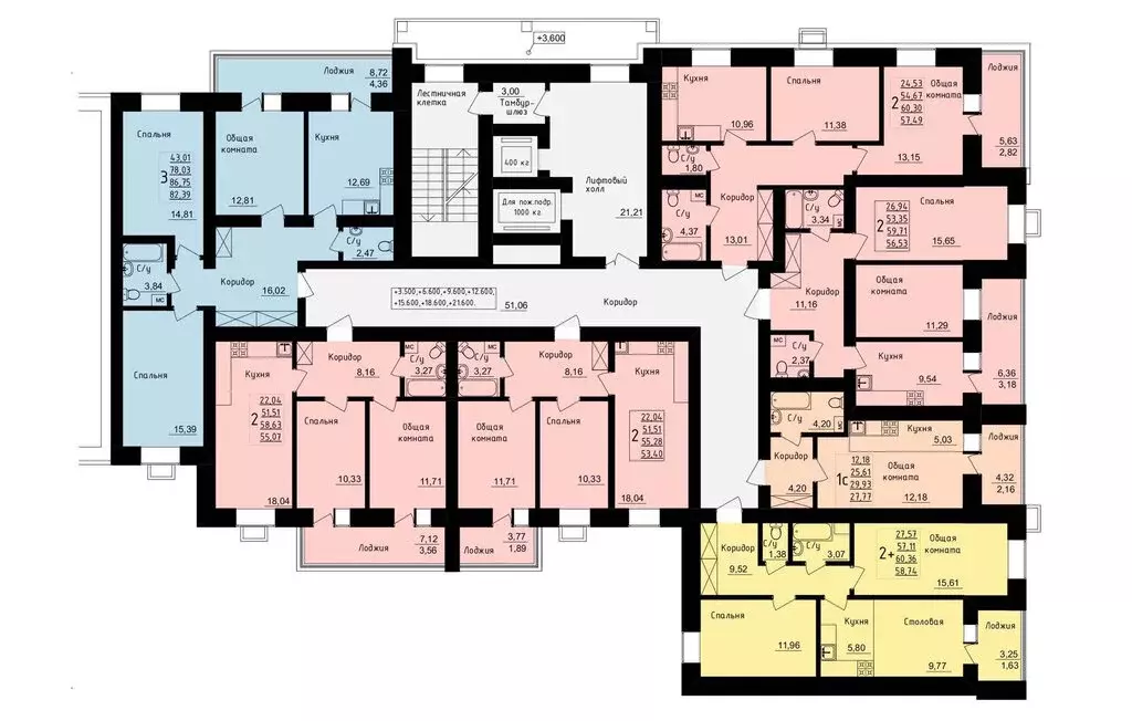 2-комнатная квартира: Уфа, улица Михаила Зайцева, 6 (57.1 м) - Фото 2