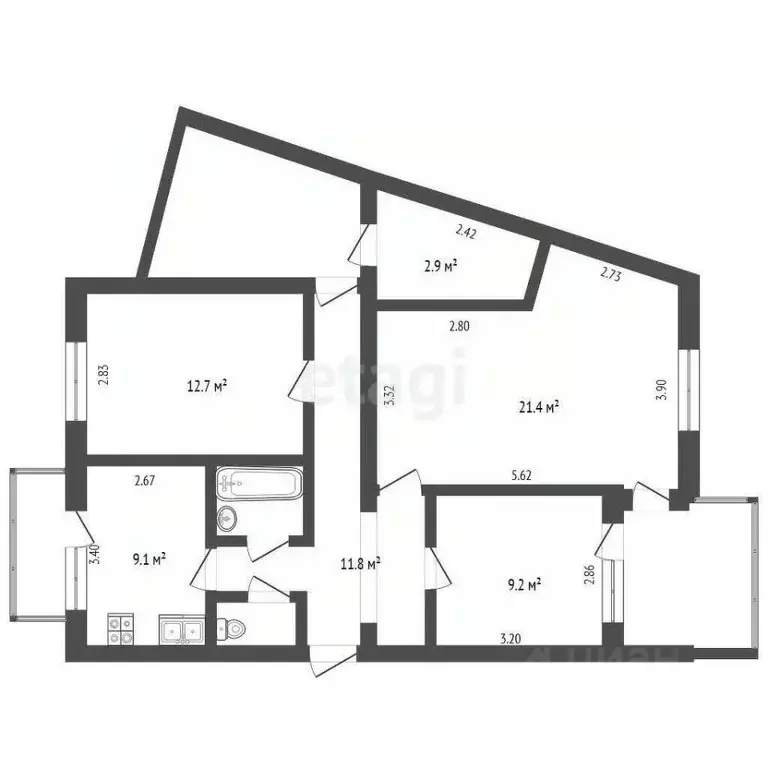 3-к кв. Крым, Симферополь ул. Кечкеметская (72.1 м) - Фото 2