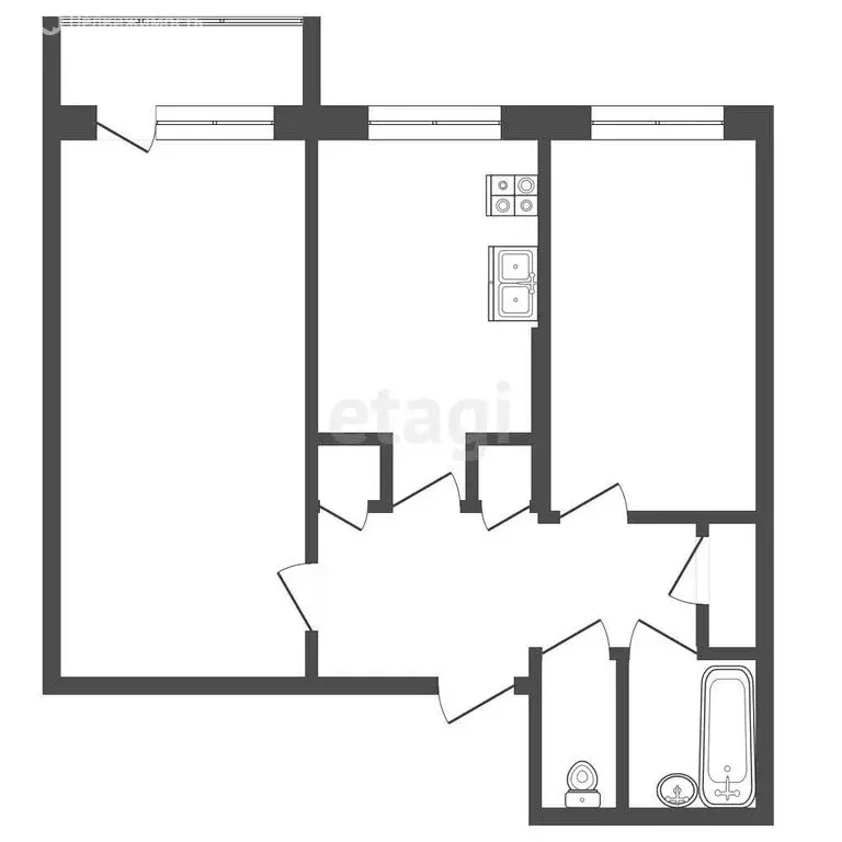 2-комнатная квартира: Якутск, улица Кузьмина, 34/2 (50.2 м) - Фото 1
