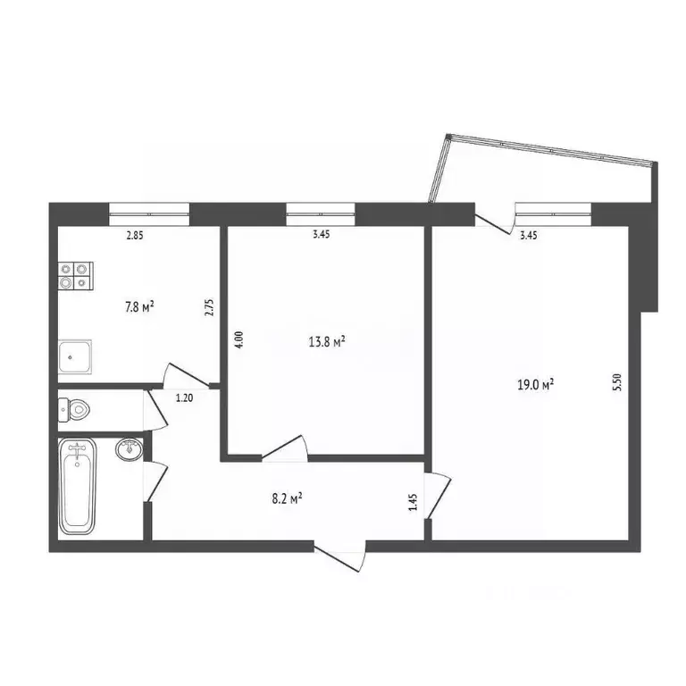 2-к кв. Ростовская область, Аксай ул. Платова, 64 (52.4 м) - Фото 1