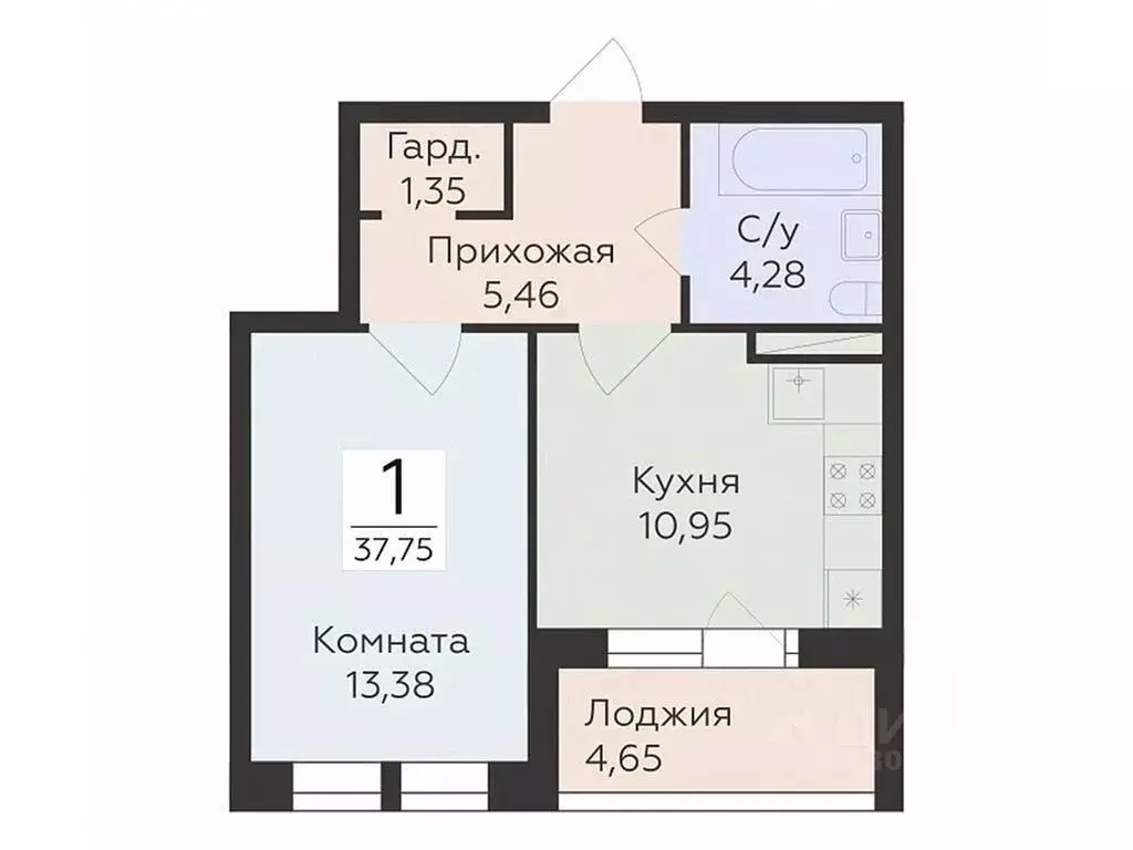 1-к кв. Воронежская область, Воронеж ул. Матросова (37.75 м) - Фото 0