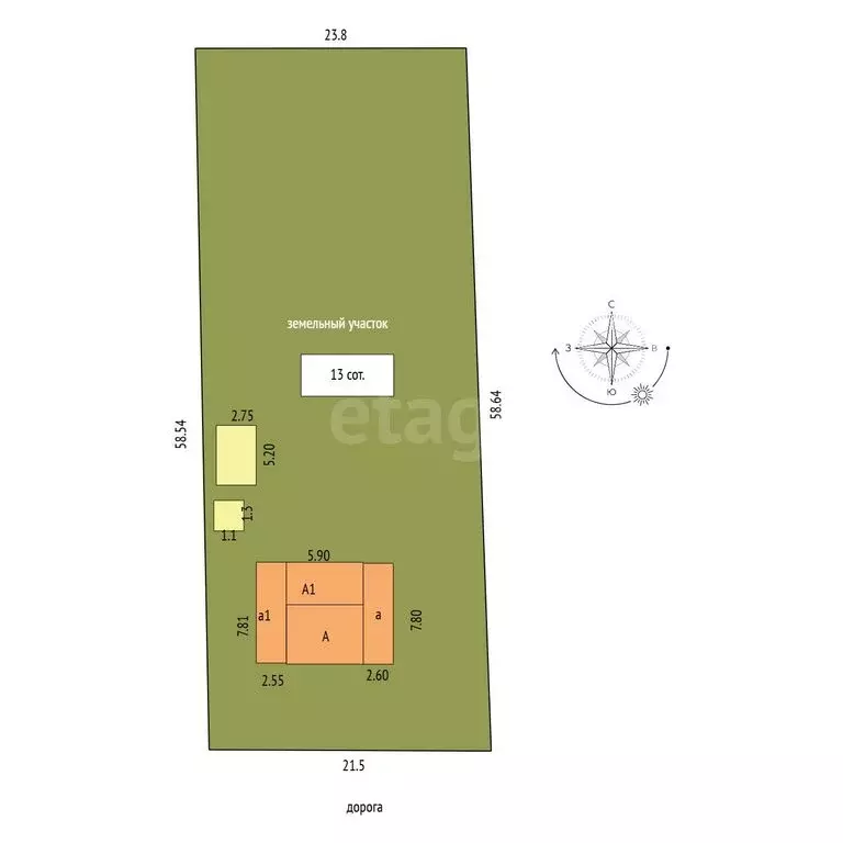 Дом в посёлок Космынино, улица Горького (58 м) - Фото 1