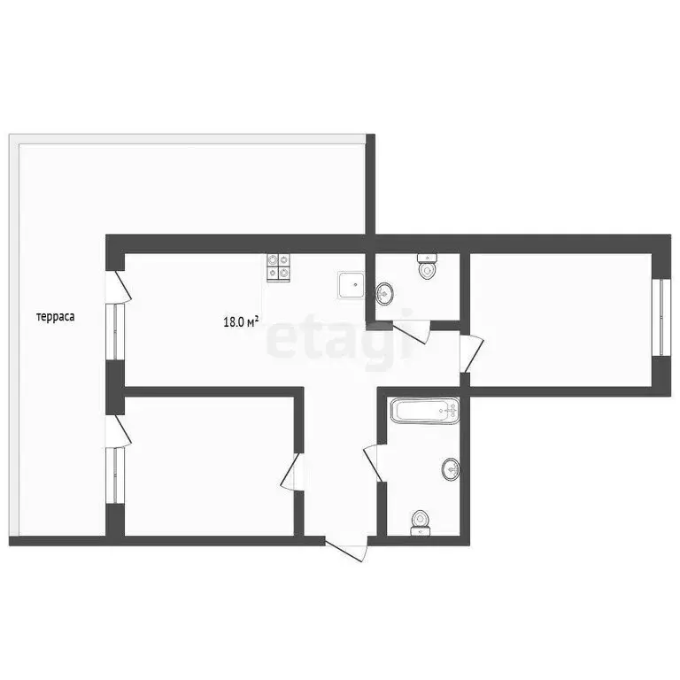2-комнатная квартира: Тюмень, улица Анатолия Клиндюка, 3 (58 м) - Фото 1
