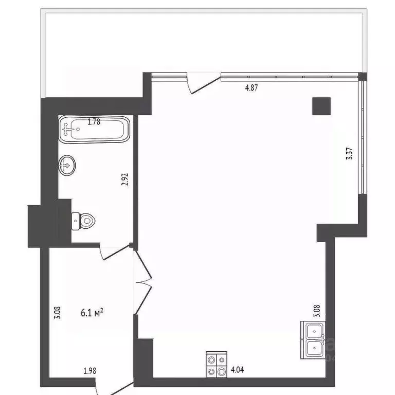 Студия Севастополь Севастопольская зона ЮБК кв-л, 14Вс1 (43.1 м) - Фото 2