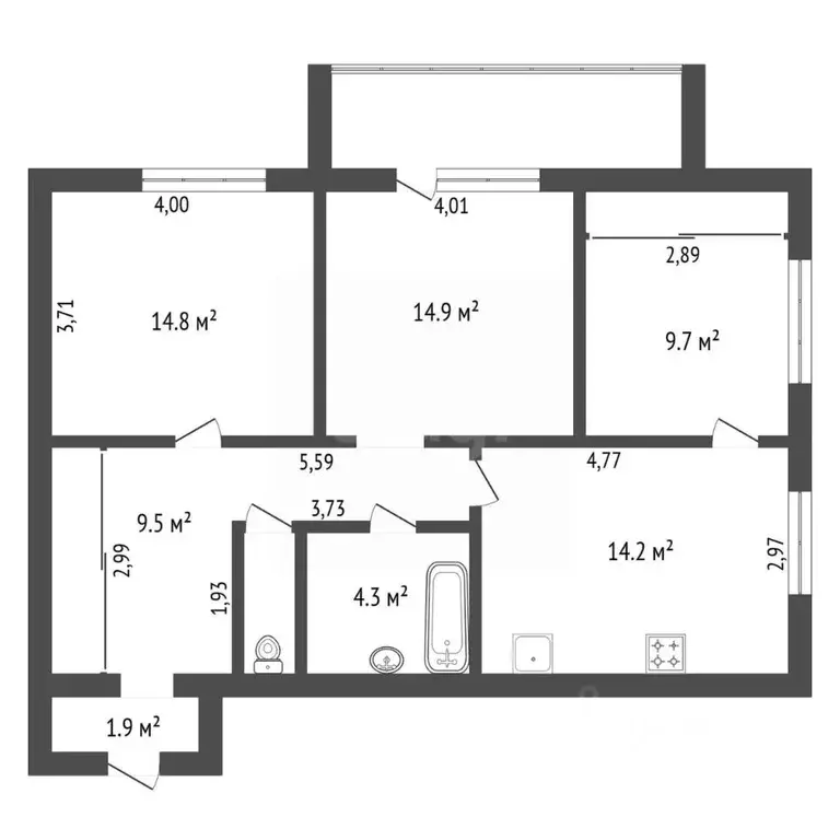 3-к кв. Амурская область, Благовещенск Игнатьевское ш., 14/12 (78.0 м) - Фото 2