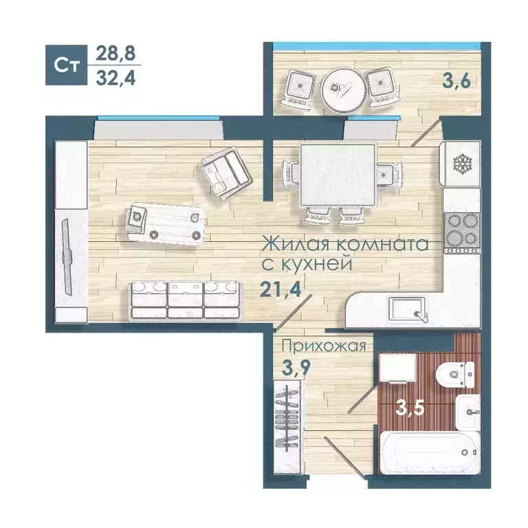 Продаётся квартира-студия, 32.4 м - Фото 0