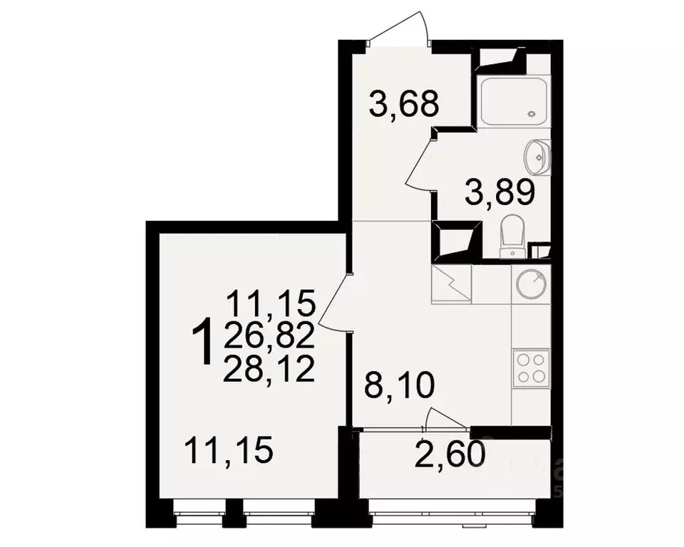 1-к кв. Рязанская область, Рязань ул. Чкалова (26.82 м) - Фото 1