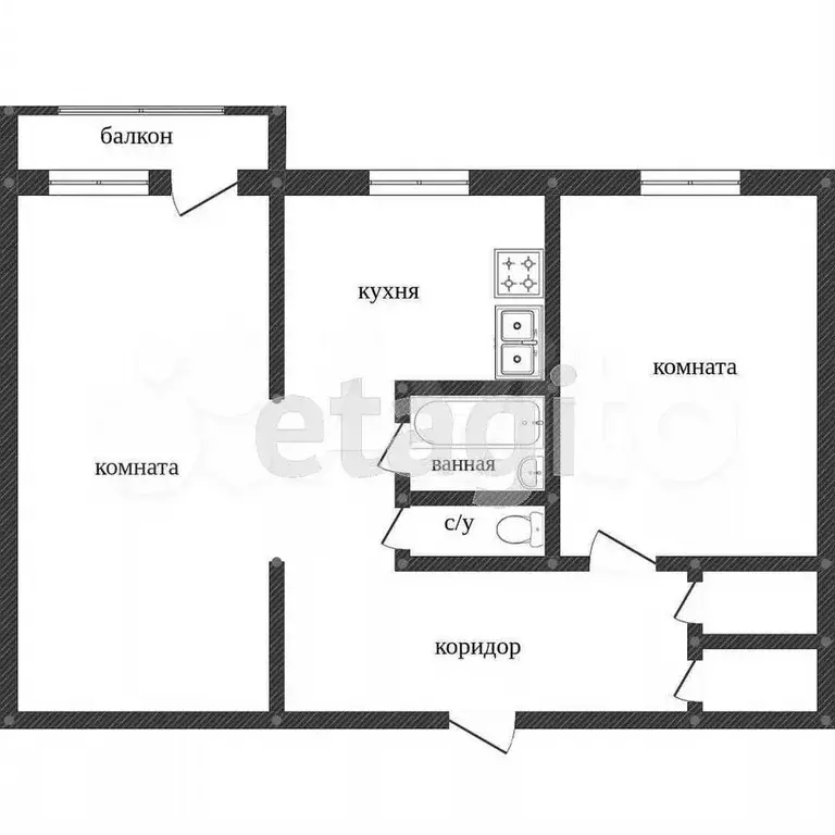 2-к. квартира, 44,2 м, 4/5 эт. - Фото 0