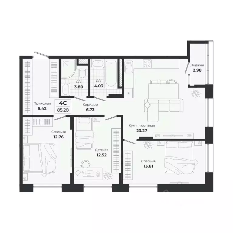 4-к кв. Новосибирская область, Новосибирск Лесоперевалка мкр, Ясный ... - Фото 0