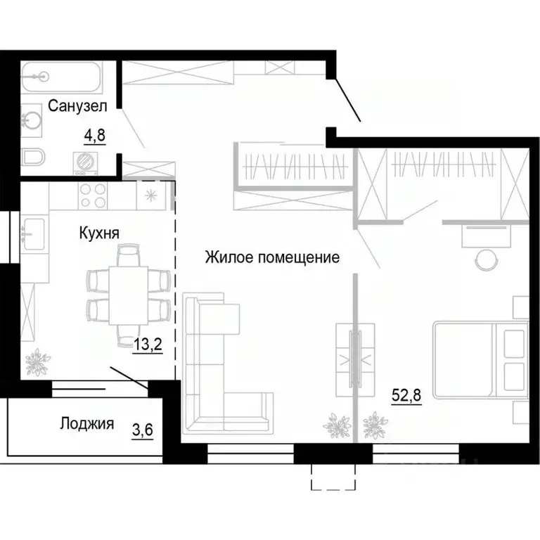 1-к кв. Приморский край, Владивосток ул. Бринера (70.6 м) - Фото 1