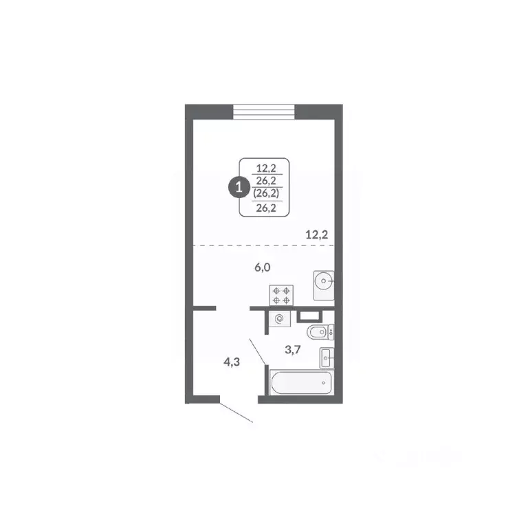 Студия Кировская область, Киров ул. Пушкина, 25 (26.2 м) - Фото 1