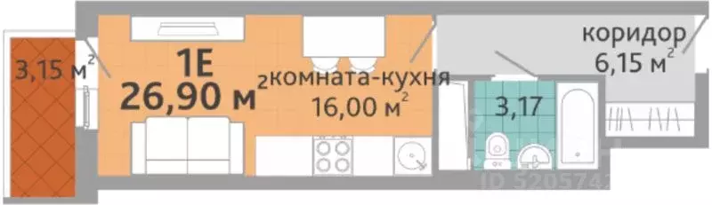 Студия Свердловская область, Екатеринбург ул. Краснолесья, 108/3 (26.9 ... - Фото 0