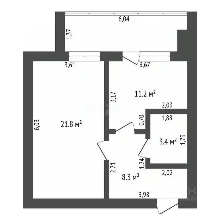 2-к кв. Амурская область, Благовещенский район, с. Чигири 1-я ... - Фото 2