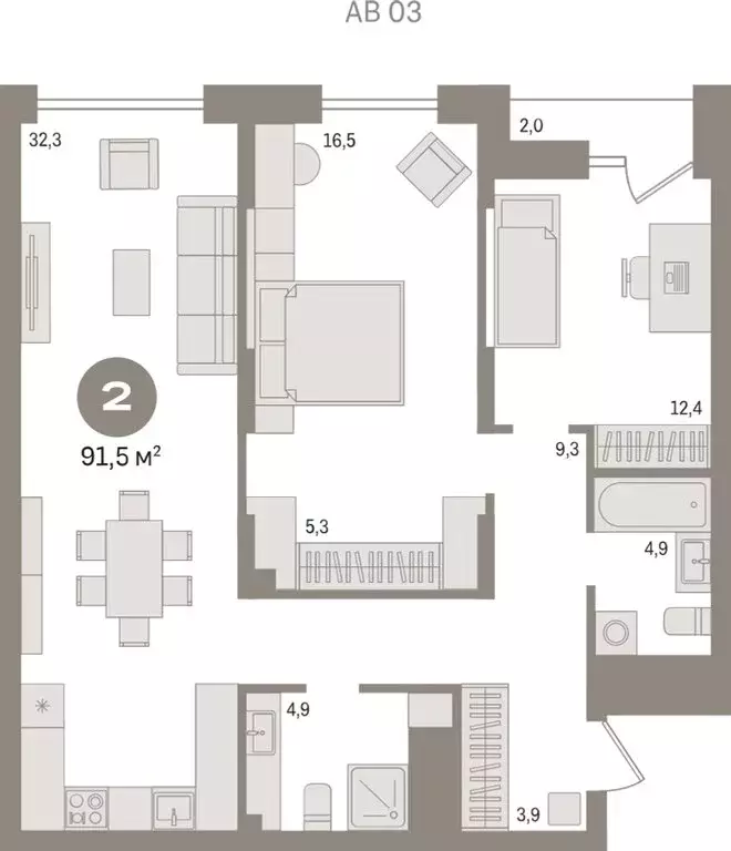 2-комнатная квартира: Новосибирск, улица Аэропорт, 88 (91.49 м) - Фото 0