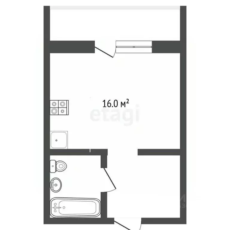 Студия Тюменская область, Тобольск 15-й мкр, 33 (26.3 м) - Фото 2