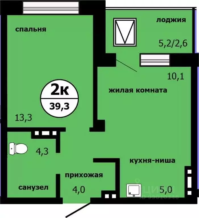 2-к кв. Красноярский край, Красноярск ул. Лесников, 55 (38.5 м) - Фото 0