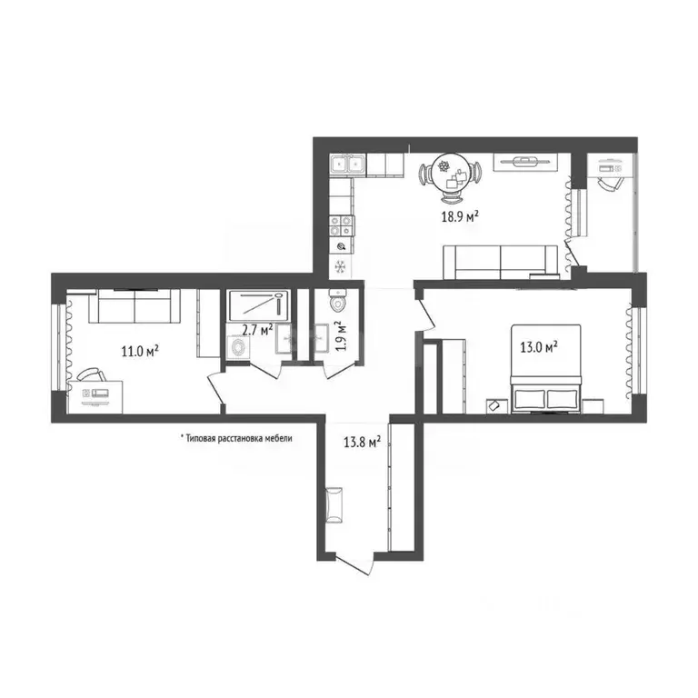 2-к кв. Тюменская область, Тюмень ул. Василия Подшибякина, 19 (61.4 м) - Фото 1