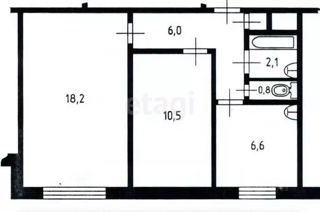 2-к кв. Архангельская область, Архангельск ул. Касаткиной, 5 (42.9 м) - Фото 1