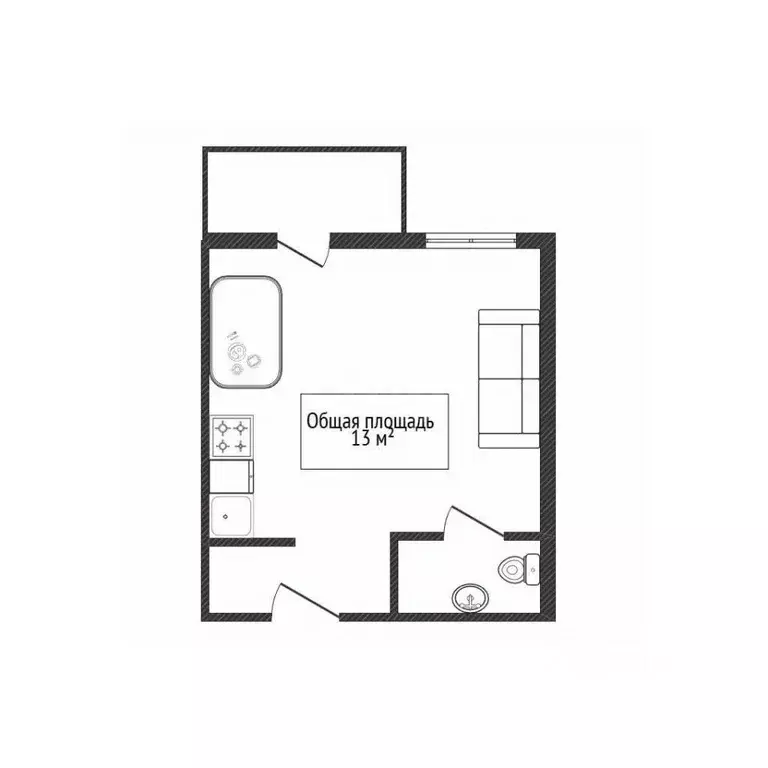 Студия Новосибирская область, Новосибирск Советская ул., 49А (13.0 м) - Фото 2