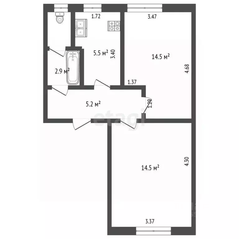 2-к кв. Костромская область, Костромской район, Кузьмищенское с/пос, ... - Фото 2