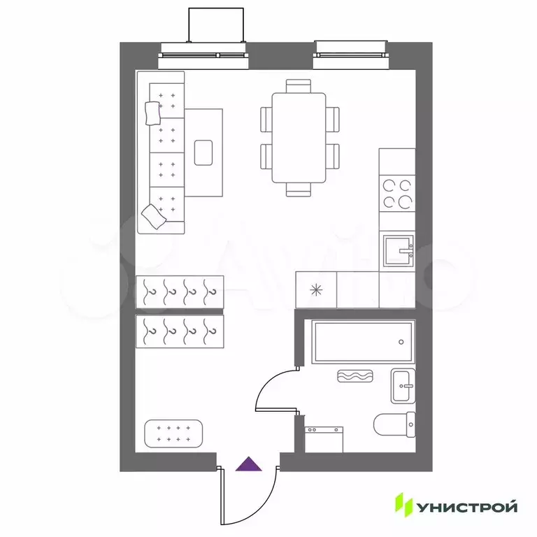 Квартира-студия, 28,4 м, 4/15 эт. - Фото 0