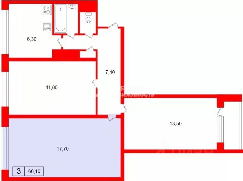 Комната Санкт-Петербург ул. Ольги Форш, 17К1 (17.7 м) - Фото 1