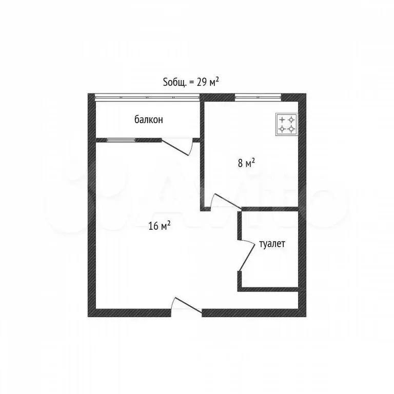 1-к. квартира, 29 м, 3/5 эт. - Фото 0
