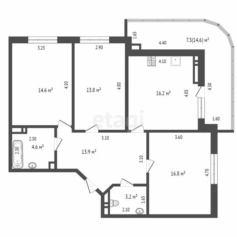 3-комнатная квартира: Ростов-на-Дону, улица Вересаева, 101/1с2 (97 м) - Фото 0