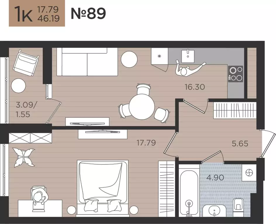 1-к кв. Калининградская область, Калининград Мой Город жилой комплекс ... - Фото 1