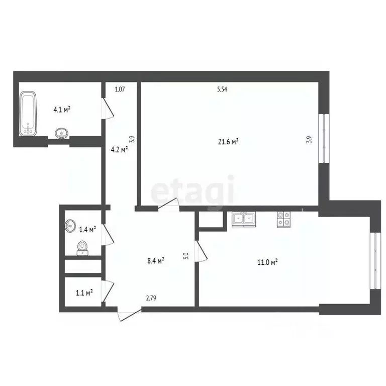 1-к кв. Ямало-Ненецкий АО, Новый Уренгой Оптимистов мкр, 3/2 (52.0 м) - Фото 2