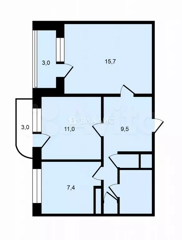 2-к. квартира, 47 м, 3/12 эт. - Фото 0