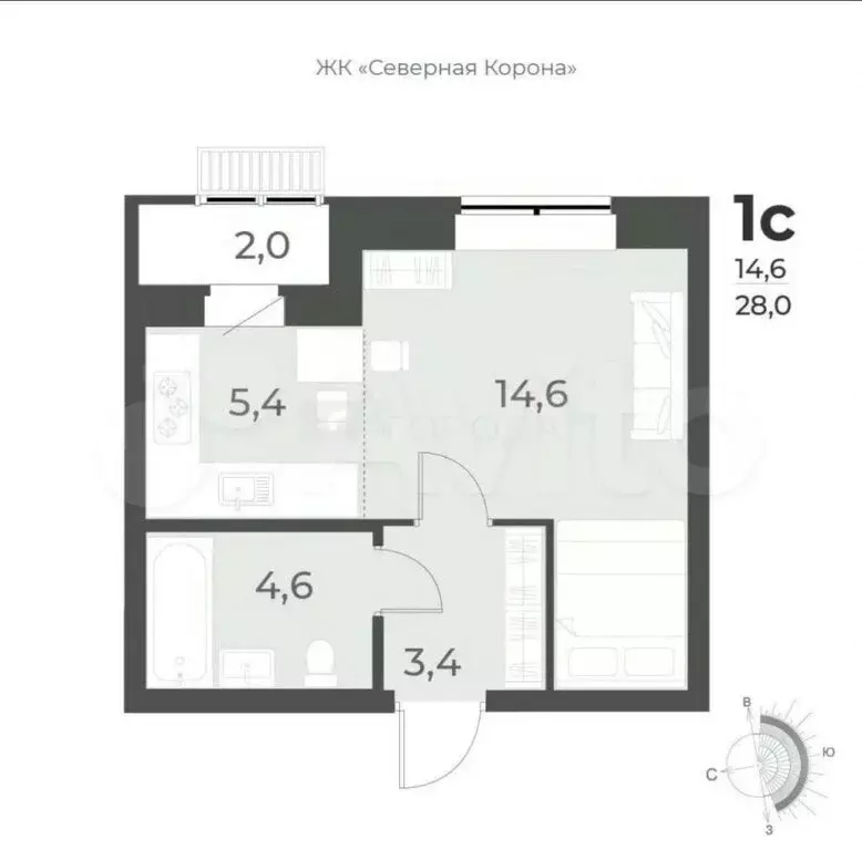 1-комнатная квартира: Новосибирск, улица имени генерал-майора А.Н. ... - Фото 0