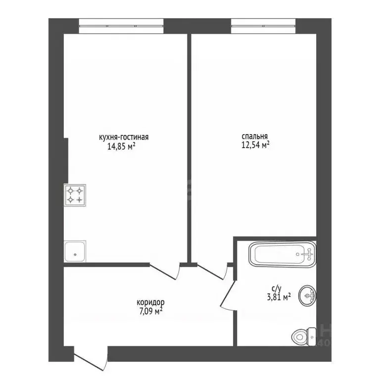 2-к кв. Башкортостан, Уфа ул. Менделеева, 128 (36.0 м) - Фото 1