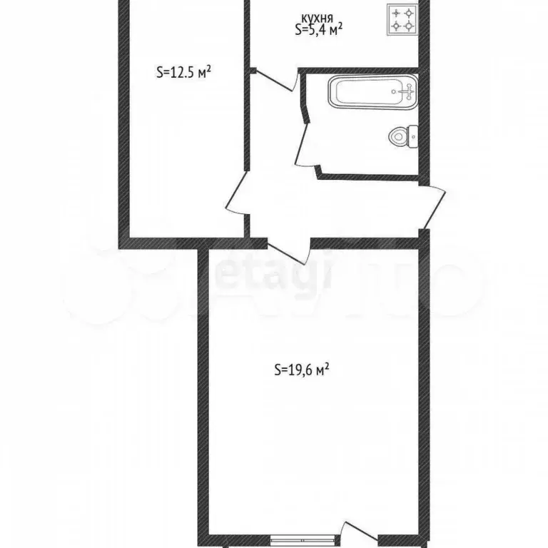 2-к. квартира, 47,6 м, 4/5 эт. - Фото 0