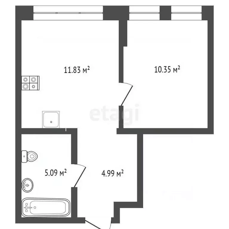 1-к кв. Тюменская область, Тюмень Комбинатская ул., 16к1 (42.0 м) - Фото 2