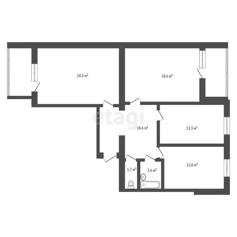 3-к кв. Амурская область, Благовещенск ул. Мухина, 29 (95.1 м) - Фото 1